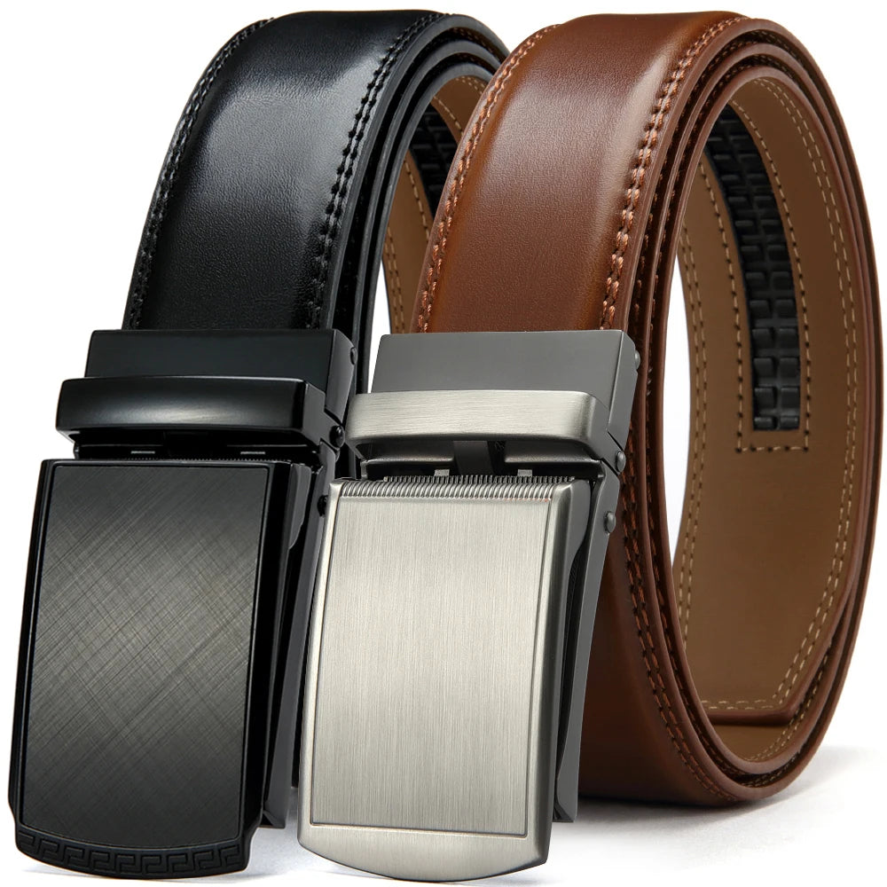 Leather Ratchet Belt With Adjustable Buckle